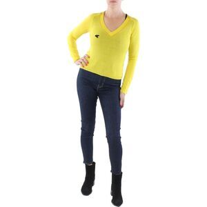 Rag & Bone Womens Pamela Yellow Extra Fine Wool V-Neck Tee Top Shirt